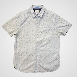 Denim & Flower Mens Short Sleeve Button Down Anchor Print White Shirt RN86220